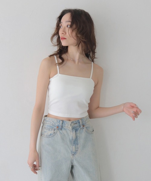 CLEIO（クレイオ）の「【CLEIO】カップインリブニットスクエアキャミソール CUP-IN RIBBED KNIT SQUARE NECK CAMISOLE/737-13674（キャミソール・レディース・ブラック/ホワイト・FREE）」の9枚目の写真