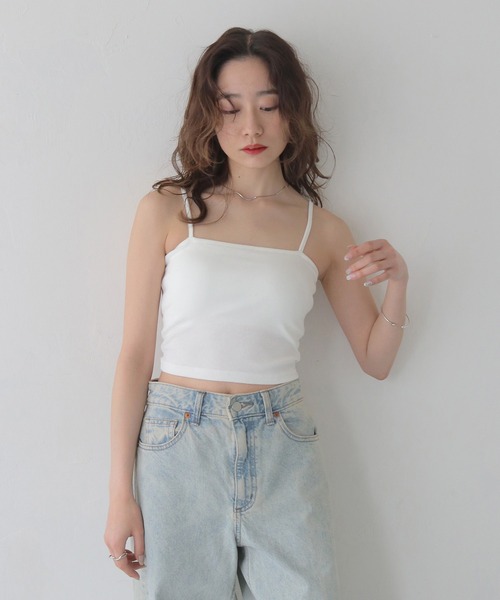 CLEIO（クレイオ）の「【CLEIO】カップインリブニットスクエアキャミソール CUP-IN RIBBED KNIT SQUARE NECK CAMISOLE/737-13674（キャミソール・レディース・ブラック/ホワイト・FREE）」の8枚目の写真