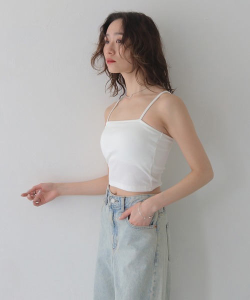 CLEIO（クレイオ）の「【CLEIO】カップインリブニットスクエアキャミソール CUP-IN RIBBED KNIT SQUARE NECK CAMISOLE/737-13674（キャミソール・レディース・ブラック/ホワイト・FREE）」の7枚目の写真