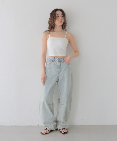 CLEIO（クレイオ）の「【CLEIO】カップインリブニットスクエアキャミソール CUP-IN RIBBED KNIT SQUARE NECK CAMISOLE/737-13674（キャミソール・レディース・ブラック/ホワイト・FREE）」の5枚目の写真