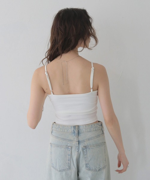 CLEIO（クレイオ）の「【CLEIO】カップインリブニットスクエアキャミソール CUP-IN RIBBED KNIT SQUARE NECK CAMISOLE/737-13674（キャミソール・レディース・ブラック/ホワイト・FREE）」の6枚目の写真