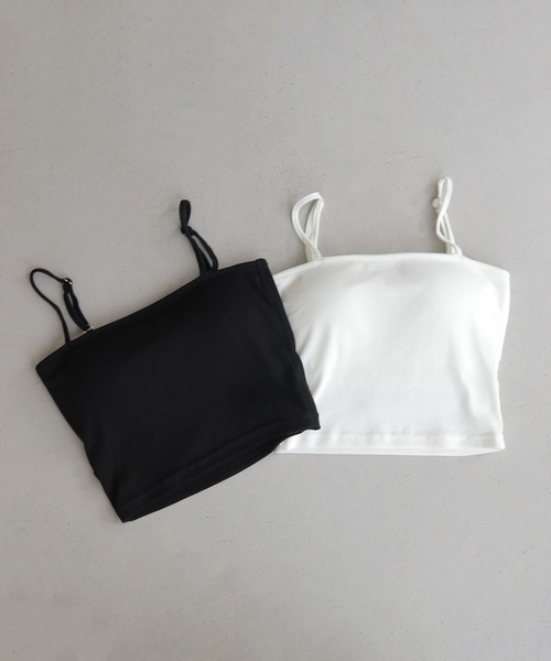 CLEIO（クレイオ）の「【CLEIO】カップインリブニットスクエアキャミソール CUP-IN RIBBED KNIT SQUARE NECK CAMISOLE/737-13674（キャミソール・レディース・ブラック/ホワイト・FREE）」の3枚目の写真