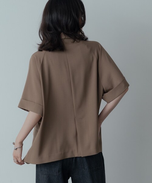 GALLEST(ギャレスト)の「【セットアップ対応】イージーダブルブレスト半袖ジャケット(テーラードジャケット・レディース・キャメル/ブラック/チャコールグレー/ブラウン系1/チャコール・36/38)」の10枚目の写真