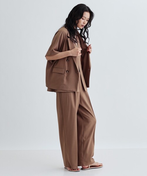 GALLEST(ギャレスト)の「【セットアップ対応】イージーダブルブレスト半袖ジャケット(テーラードジャケット・レディース・キャメル/ブラック/チャコールグレー/ブラウン系1/チャコール・36/38)」の20枚目の写真