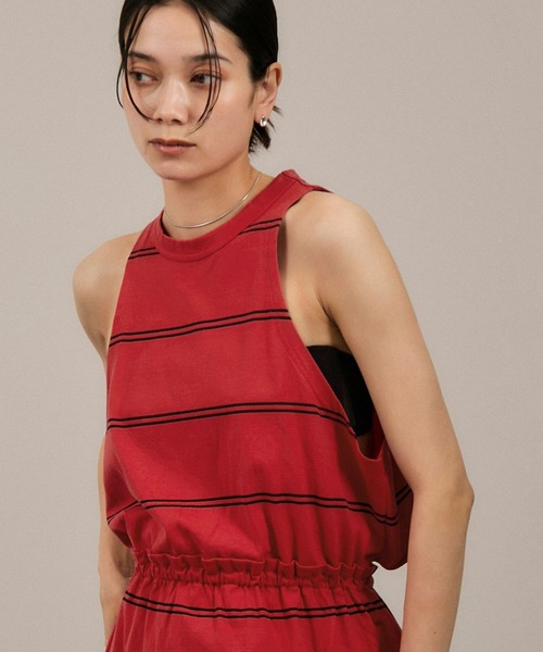 クリンクルクリンクルクリンクル border back slit dress border back slit dress