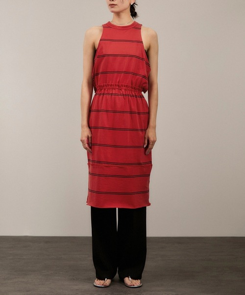 crinkle crinkle crinkle（クリンクルクリンクルクリンクル）の「【crinkle crinkle crinkle（クリンクルクリンクルクリンクル）】border back slit dress / ボーダーバックスリットドレス（ワンピース・レディース・レッド系その他2・FREE）」の4枚目の写真