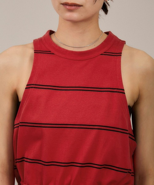 クリンクルクリンクルクリンクル border back slit dress border back slit dress