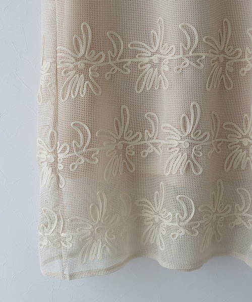franche lippee ♡ワンピースコート レース　フード 取外可 金釦 大きめ襟 トレンチコート風 長袖ミモレ丈ワンピース 黄 赤