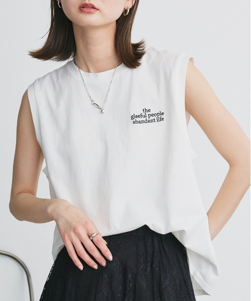 ad thie（アドティエ）の「ワンポイント ロゴ刺繍 タンクトップ（タンクトップ・レディース・ブラック/チャコール/オフホワイト・FREE）」の11枚目の写真
