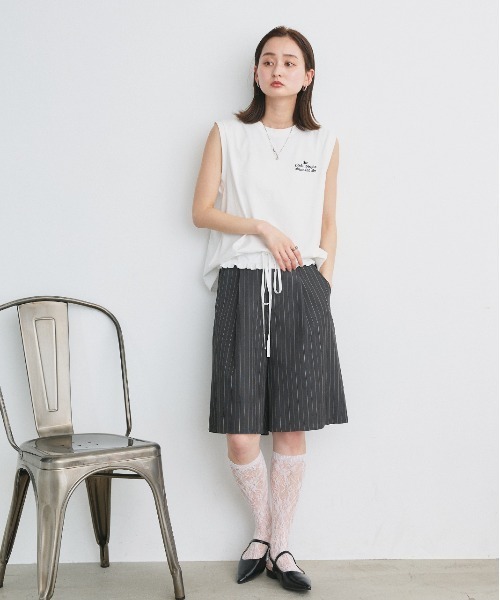 ad thie（アドティエ）の「ワンポイント ロゴ刺繍 タンクトップ（タンクトップ・レディース・ブラック/チャコール/オフホワイト・FREE）」の15枚目の写真