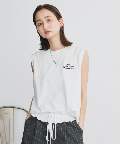 ad thie（アドティエ）の「ワンポイント ロゴ刺繍 タンクトップ（タンクトップ・レディース・ブラック/チャコール/オフホワイト・FREE）」の16枚目の写真