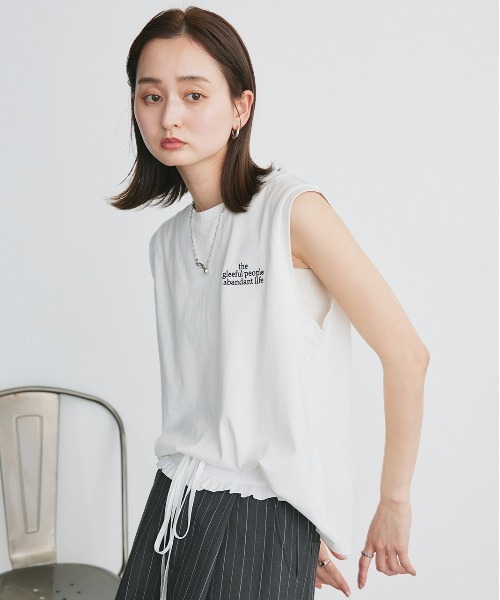ad thie（アドティエ）の「ワンポイント ロゴ刺繍 タンクトップ（タンクトップ・レディース・ブラック/チャコール/オフホワイト・FREE）」の17枚目の写真