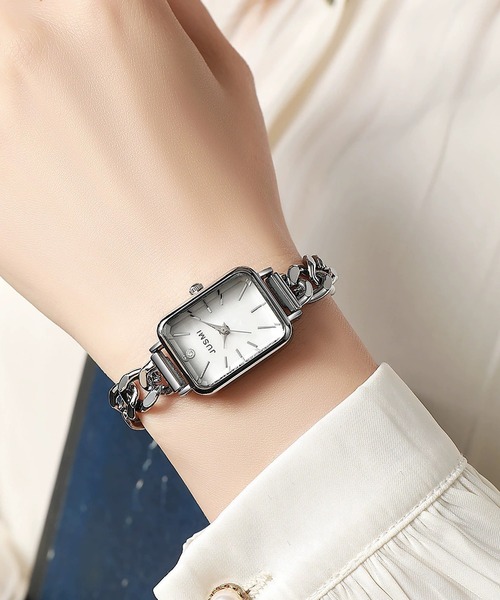 セール】クラシカルチェーン スクエアフェイス レディウォッチ