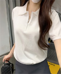 ハーフジップトップス