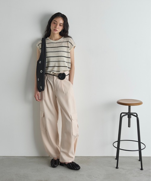 THE YOn（ザヨン）の「ヘリンボーンアイレットトライアングルトート（トートバッグ・レディース・アイボリー/ブラック・FREE）」の9枚目の写真