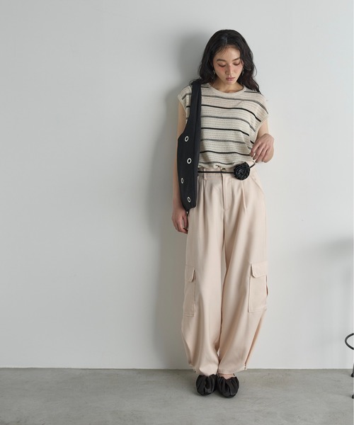 THE YOn（ザヨン）の「ヘリンボーンアイレットトライアングルトート（トートバッグ・レディース・アイボリー/ブラック・FREE）」の10枚目の写真