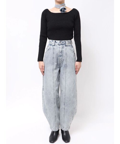 CALNAMUR（カルナムール）の「ローズモチーフルフパデニムパンツ（デニムパンツ・レディース・ブラック/ライトブルー・MEDIUM/SMALL）」の12枚目の写真