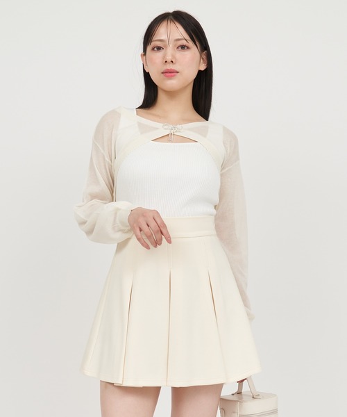 ROYAL PARTY(ロイヤルパーティー)の「キラキラリボンブローチ付シアーボレロアンサンブル(ニット/セーター・レディース・ブラック/グレー/オフホワイト・FREE)」の15枚目の写真