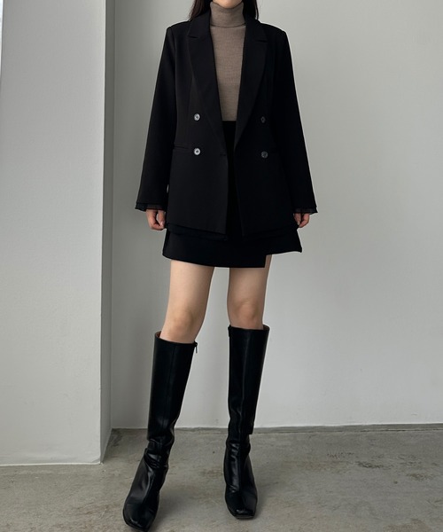 Louere(ルエレ)の「【肩パット入り】ヘムシアーレイヤードテーラードジャケット(テーラードジャケット・レディース・アイボリー/ブラック/ダークグレー・X-LARGE/LARGE/MEDIUM/SMALL)」の11枚目の写真