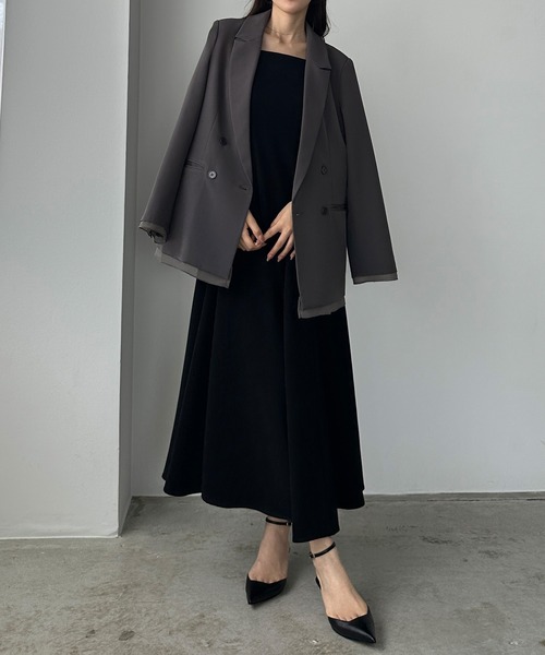 Louere(ルエレ)の「【肩パット入り】ヘムシアーレイヤードテーラードジャケット(テーラードジャケット・レディース・アイボリー/ブラック/ダークグレー・X-LARGE/LARGE/MEDIUM/SMALL)」の18枚目の写真