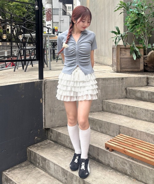 3.3 Field Trip （3.3フィールドトリップ）の「3.3 Field Trip／リブZIPカーディガン（Tシャツ/カットソー・レディース・ライトブルー/アイボリー/ブラック・FREE）」の6枚目の写真