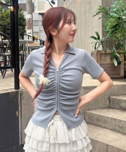 3.3 Field Trip （3.3フィールドトリップ）の「3.3 Field Trip／リブZIPカーディガン（Tシャツ/カットソー・レディース・ライトブルー/アイボリー/ブラック・FREE）」の8枚目の写真