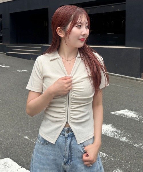 3.3 Field Trip （3.3フィールドトリップ）の「3.3 Field Trip／リブZIPカーディガン（Tシャツ/カットソー・レディース・ライトブルー/アイボリー/ブラック・FREE）」の11枚目の写真