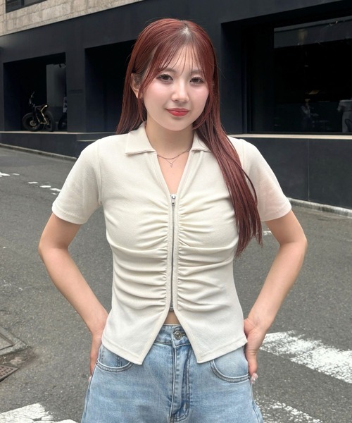 3.3 Field Trip （3.3フィールドトリップ）の「3.3 Field Trip／リブZIPカーディガン（Tシャツ/カットソー・レディース・ライトブルー/アイボリー/ブラック・FREE）」の14枚目の写真