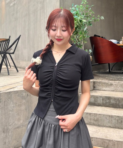 3.3 Field Trip （3.3フィールドトリップ）の「3.3 Field Trip／リブZIPカーディガン（Tシャツ/カットソー・レディース・ライトブルー/アイボリー/ブラック・FREE）」の21枚目の写真