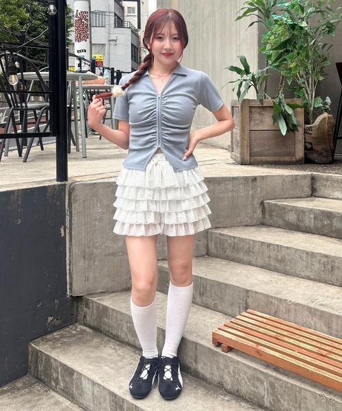 3.3 Field Trip （3.3フィールドトリップ）の「3.3 Field Trip／リブZIPカーディガン（Tシャツ/カットソー・レディース・ライトブルー/アイボリー/ブラック・FREE）」の4枚目の写真