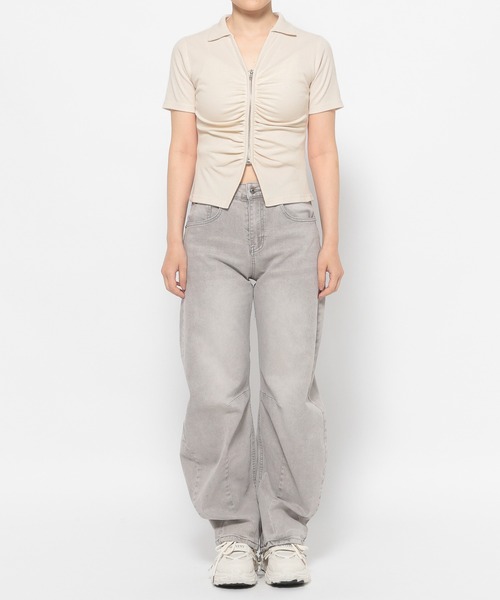 3.3 Field Trip （3.3フィールドトリップ）の「3.3 Field Trip／リブZIPカーディガン（Tシャツ/カットソー・レディース・ライトブルー/アイボリー/ブラック・FREE）」の22枚目の写真