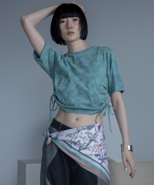 VACANCY(ヴァカンシー)の「ケミカルウォッシュドロスト半袖Tシャツ(Tシャツ/カットソー・レディース・チャコールグレー/ホワイト/グリーン・FREE)」の1枚目の写真