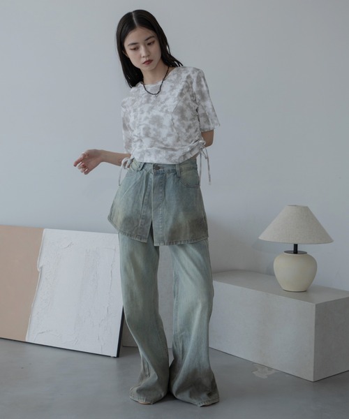 VACANCY(ヴァカンシー)の「ケミカルウォッシュドロスト半袖Tシャツ(Tシャツ/カットソー・レディース・チャコールグレー/ホワイト/グリーン・FREE)」の6枚目の写真