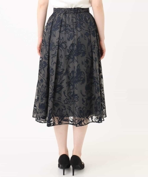 花柄シアーフレアースカート/洗える（スカート）｜OFUON（オフオン）の