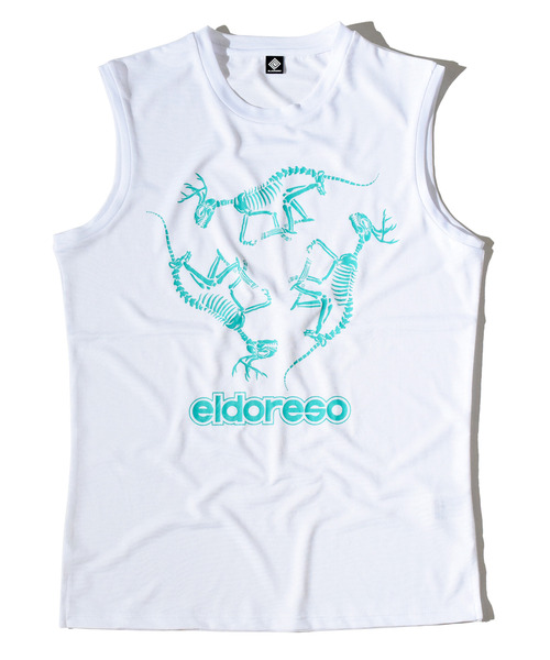 ELDORESO ホワイト タンクトップM Dinosaur Sleeveless / ダイナソースリーブレス（タンクトップ