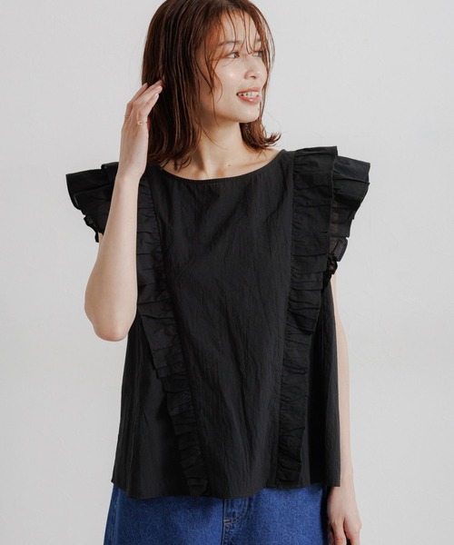 セール】袖フリルノースリーブブラウス（シャツ/ブラウス）｜studio