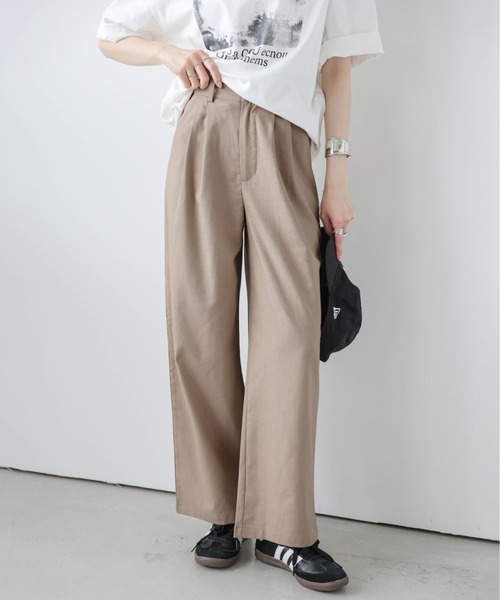 La-gemme(ラジェム)の「コットンリネン混ワイドパンツ(その他パンツ・レディース・モカ/カーキ/ブラック/ベージュ・L/M)」の4枚目の写真