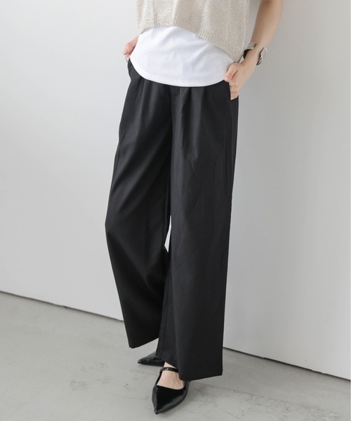 La-gemme(ラジェム)の「コットンリネン混ワイドパンツ(その他パンツ・レディース・モカ/カーキ/ブラック/ベージュ・L/M)」の2枚目の写真
