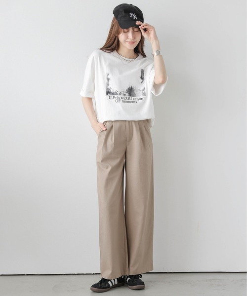 La-gemme(ラジェム)の「コットンリネン混ワイドパンツ(その他パンツ・レディース・モカ/カーキ/ブラック/ベージュ・L/M)」の9枚目の写真