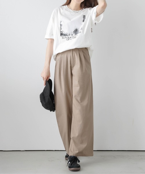 La-gemme(ラジェム)の「コットンリネン混ワイドパンツ(その他パンツ・レディース・モカ/カーキ/ブラック/ベージュ・L/M)」の10枚目の写真