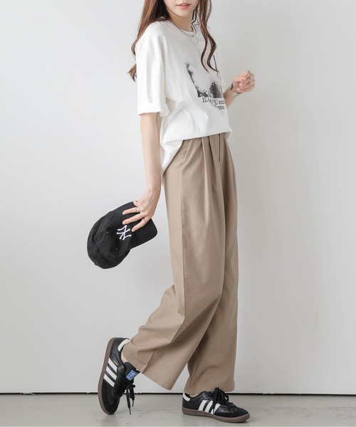 La-gemme(ラジェム)の「コットンリネン混ワイドパンツ(その他パンツ・レディース・モカ/カーキ/ブラック/ベージュ・L/M)」の11枚目の写真