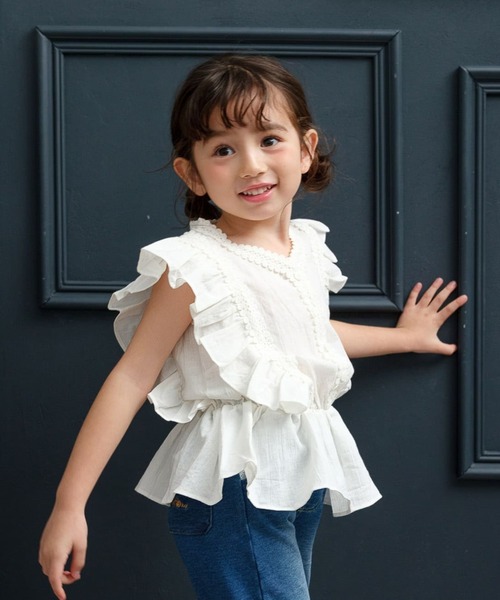 Rora（ローラ）の「レナ リネン ブラウス（シャツ/ブラウス・キッズ・グレー/アイボリー・120cm/130cm/140cm/150cm/110cm）」の2枚目の写真