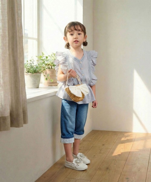 Rora（ローラ）の「レナ リネン ブラウス（シャツ/ブラウス・キッズ・グレー/アイボリー・120cm/130cm/140cm/150cm/110cm）」の8枚目の写真
