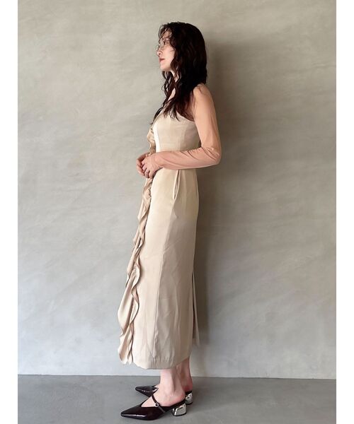 セール】LADYアシンメトリーフリルキャミドレス 結婚式 お呼ばれ