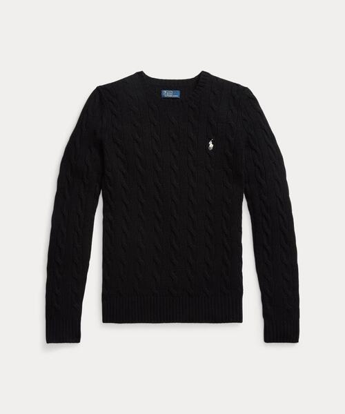 POLO RALPH LAUREN(ポロ ラルフ ローレン)の「ケーブル ウールカシミヤ クルーネック セーター(ニット/セーター・レディース・ブラック系1・M/L/XL/XS/S)」の7枚目の写真