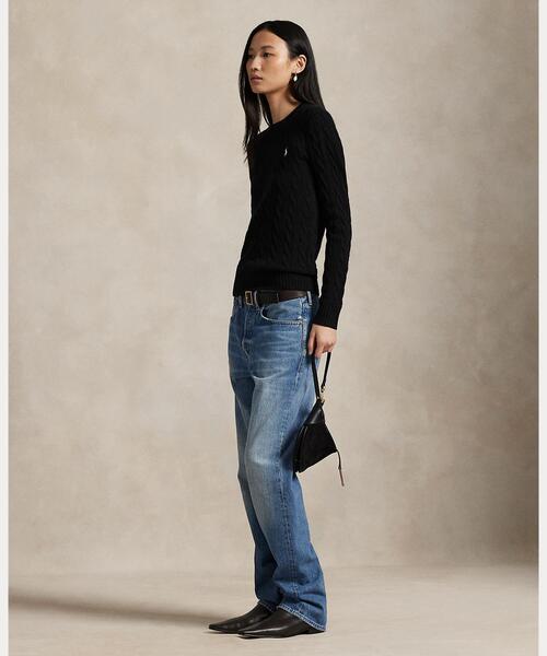 POLO RALPH LAUREN(ポロ ラルフ ローレン)の「ケーブル ウールカシミヤ クルーネック セーター(ニット/セーター・レディース・ブラック系1・M/L/XL/XS/S)」の6枚目の写真