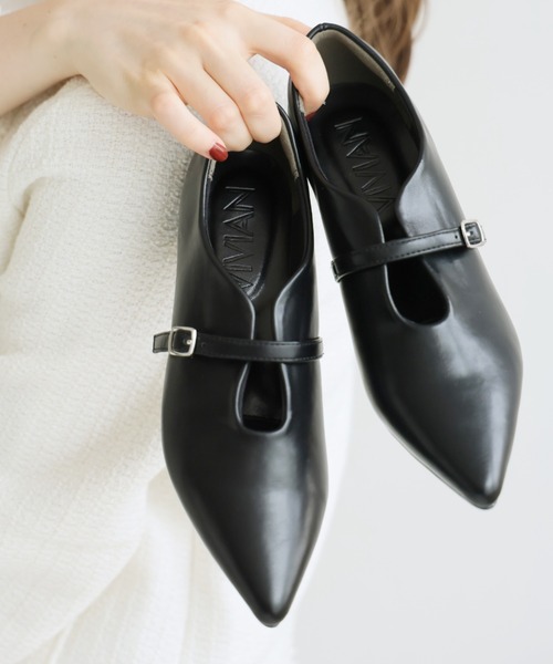 VIVIAN（ヴィヴィアン）の「履きごこちやみつき感激 ポインテッドトゥスリットストラップ4cmヒールパンプス（パンプス・レディース・ブラック/ナチュラル・23/24/25/26/22/25.5/22.5/24.5/23.5/21.5）」の7枚目の写真