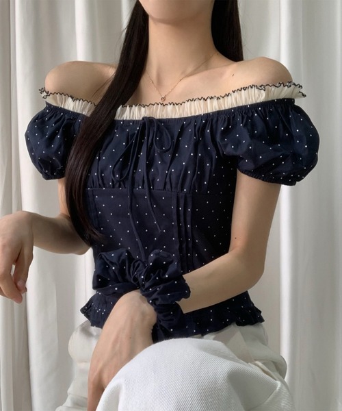 leune(ルネ)の「シュシュsetフロントリボンパフスリーブドットブラウス(シャツ/ブラウス・レディース・アイボリー/レッド/ネイビー・FREE)」の13枚目の写真