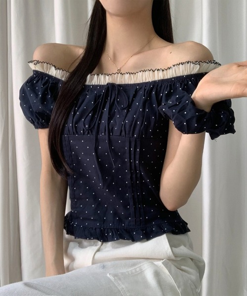 leune(ルネ)の「シュシュsetフロントリボンパフスリーブドットブラウス(シャツ/ブラウス・レディース・アイボリー/レッド/ネイビー・FREE)」の14枚目の写真