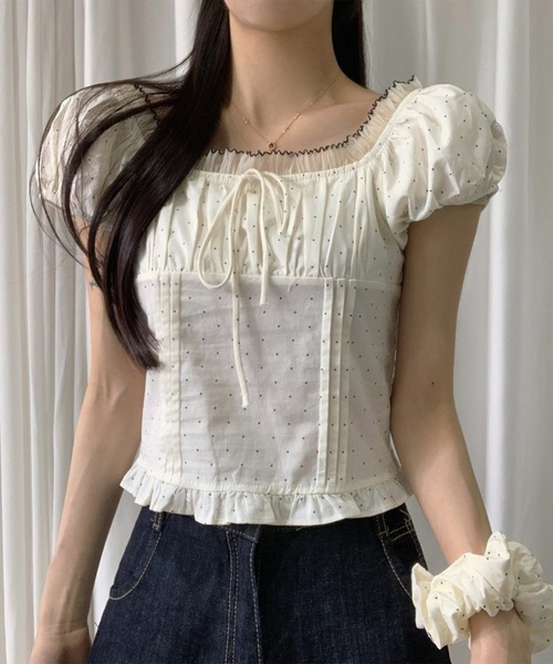 leune(ルネ)の「シュシュsetフロントリボンパフスリーブドットブラウス(シャツ/ブラウス・レディース・アイボリー/レッド/ネイビー・FREE)」の16枚目の写真
